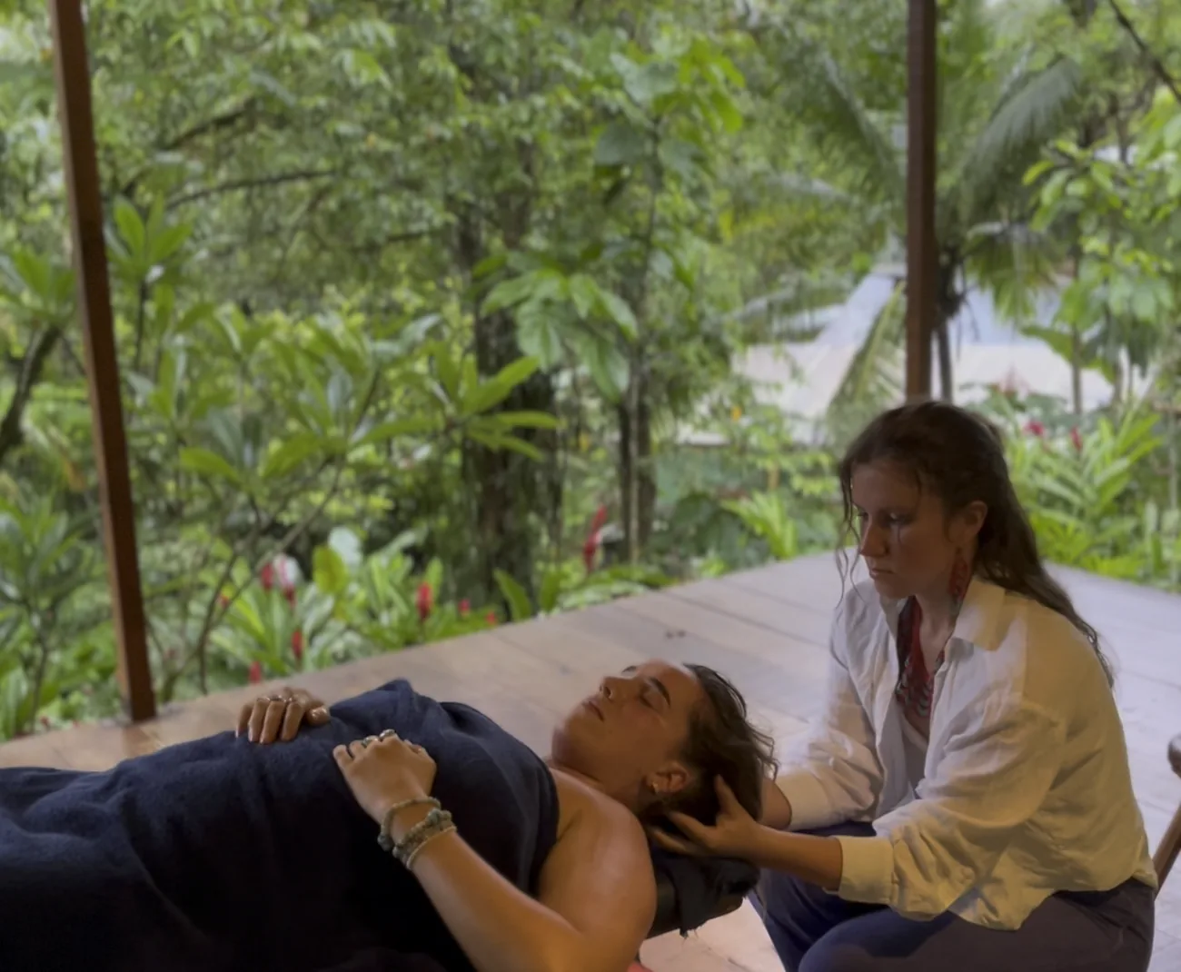 Olga S. providing attentive head and neck bodywork in Costa Rica